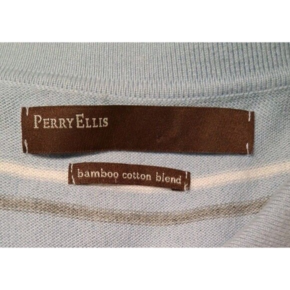 Perry Ellis 3 Button Pullover, Light Blue With Stripes, Size XL - Picture 3 of 5